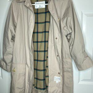 VTG London Fog Trench Coat Women 8 Reg Plaid Lined Limited Edition Beige Retro